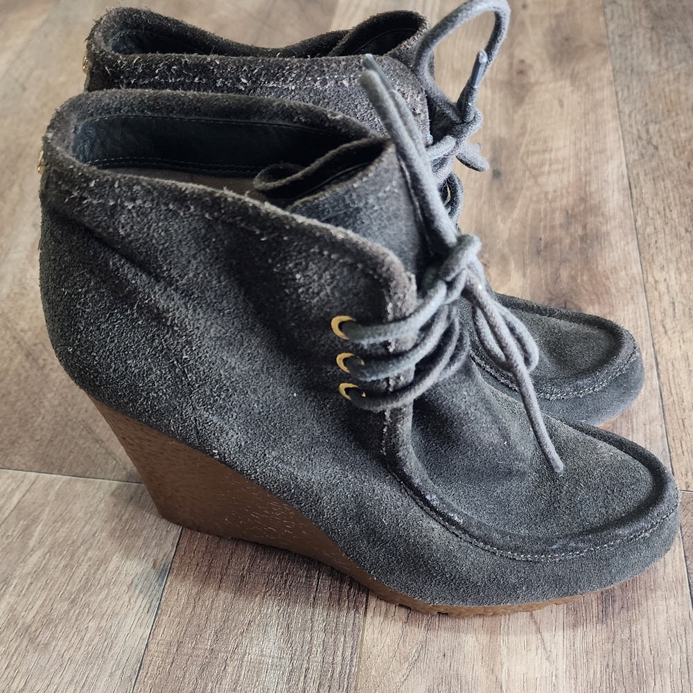 MICHAEL KORS Brown Suede Wedge Ankle Boots